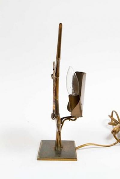 Agate and Brass Fish Lamp