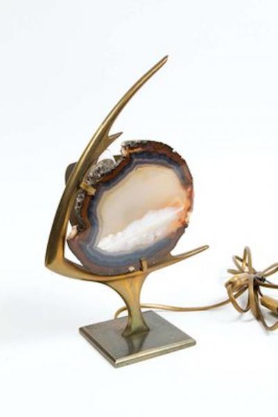 Agate and Brass Fish Lamp