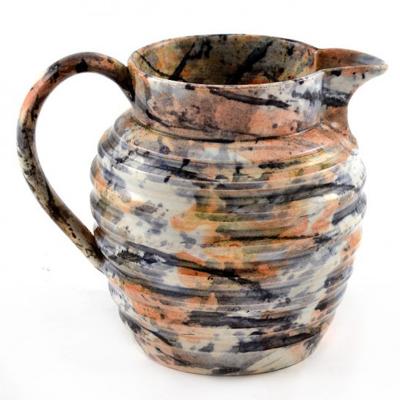 Agateware Style Ceramic Pitcher Vintage
