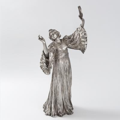 Agathon L onard French Art Nouveau Silvered Figural Sculpture by Leonard