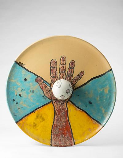 Agenore Fabbri ENZA TITOLO Large Glazed polychrome terracotta 