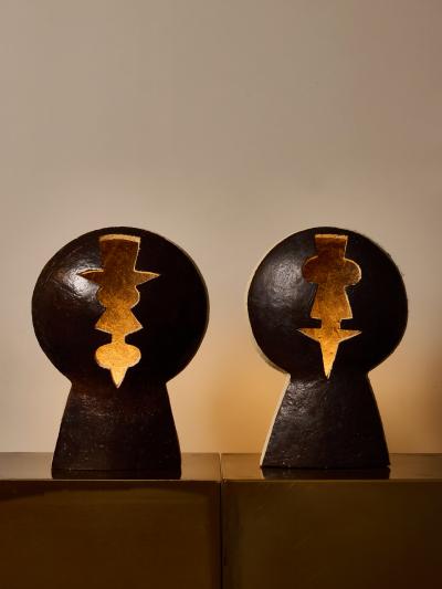 Agn s de Bizet Pair of Sculptural Ceramic Table or Wall Lamps by Agn s de Bizet