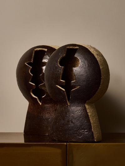 Agn s de Bizet Pair of Sculptural Ceramic Table or Wall Lamps by Agn s de Bizet