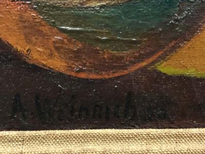 Agnes Weinrich Cubist Still Life Violin by Agnes Weinrich Signed Dated 1922