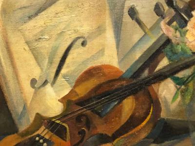 Agnes Weinrich Cubist Still Life Violin by Agnes Weinrich Signed Dated 1922