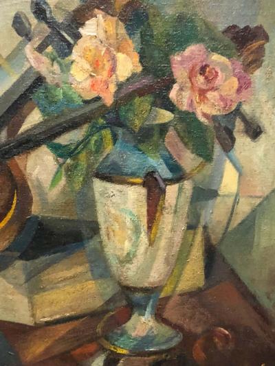Agnes Weinrich Cubist Still Life Violin by Agnes Weinrich Signed Dated 1922
