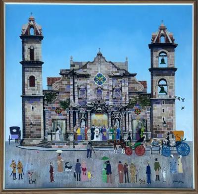 Agustin Gainza Agustin Gainza Oil Painting Wedding at The Havana Cathedral c1880 