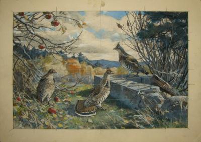 Aiden Lassell Ripley AIDEN LASSELL RIPLEY AMERICAN 1896 1969 VIEW WITH RUFFLED GROUSE