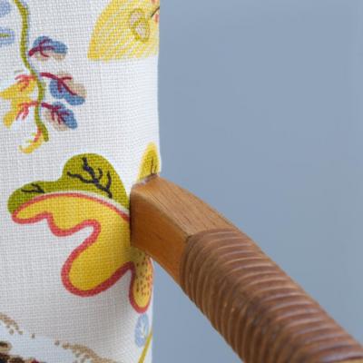 Aino Aalto Aino Aalto Pair of Club Chairs in Oak Leather Floral Pattern Artek 1940s 