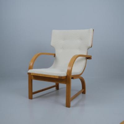 Aino Aalto Exceptionally Rare Aino Aalto Chair Model 3920 Birch White Wool Artek 1940s