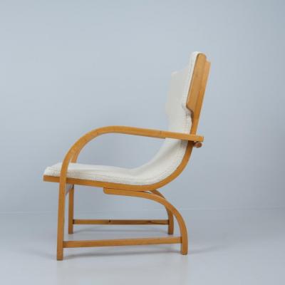 Aino Aalto Exceptionally Rare Aino Aalto Chair Model 3920 Birch White Wool Artek 1940s