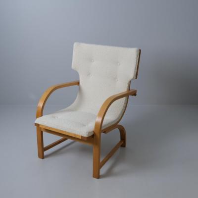 Aino Aalto Exceptionally Rare Aino Aalto Chair Model 3920 Birch White Wool Artek 1940s