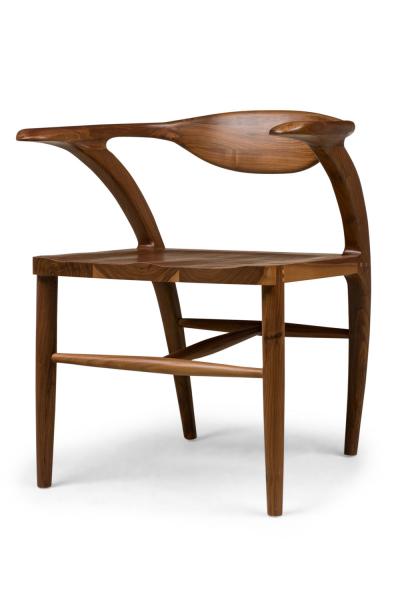 Aja Contemporary Mid Century Style Walnut U Back Dining Armchair