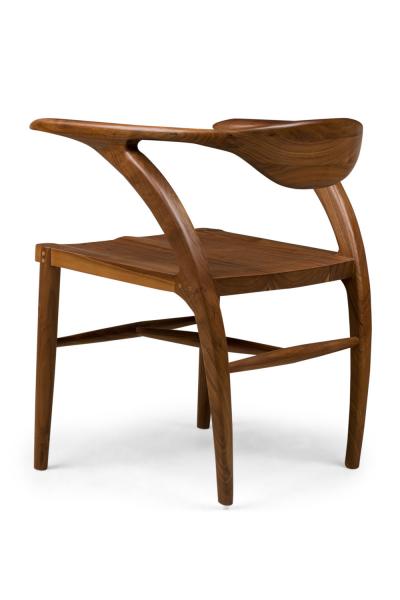 Aja Contemporary Mid Century Style Walnut U Back Dining Armchair