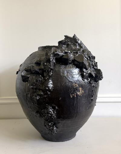 Akiko Hirai Large Contemporary Ceramic Moon Jar by Akiko Hirai