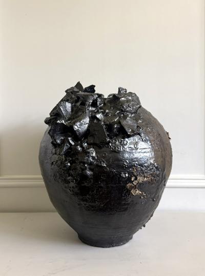 Akiko Hirai Large Contemporary Ceramic Moon Jar by Akiko Hirai