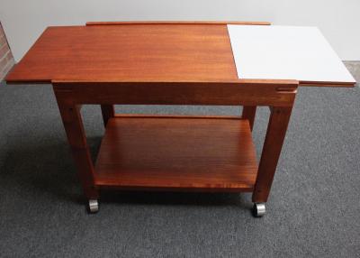 Aksel Kjersgaard Danish Modern Two Tier Extendable Bar Cart with Leaf by Aksel Kjersgaard