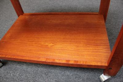 Aksel Kjersgaard Danish Modern Two Tier Extendable Bar Cart with Leaf by Aksel Kjersgaard