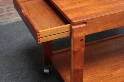 Aksel Kjersgaard Danish Modern Two Tier Extendable Bar Cart with Leaf by Aksel Kjersgaard