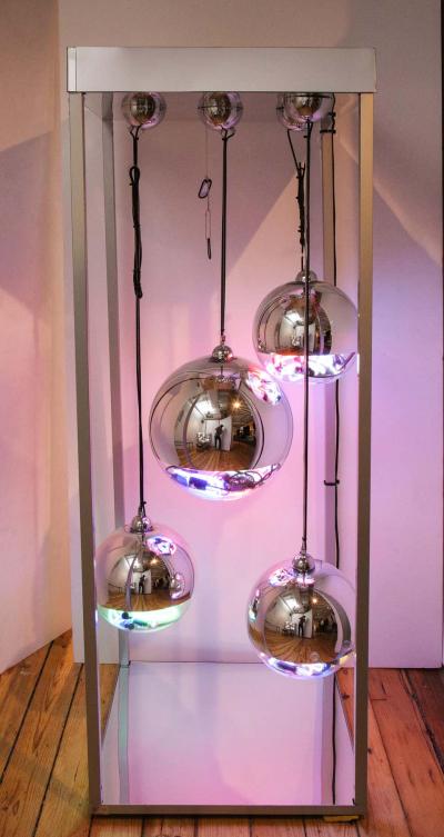 Al Jord o Contemporary Neon Balls Stand Lamp by Brazilian designer Al Jord o