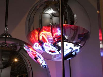 Al Jord o Contemporary Neon Balls Stand Lamp by Brazilian designer Al Jord o