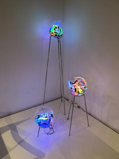 Al Jord o Contemporary Neon ball floor lamp by Al Jord o 2019