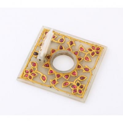 Al Thani Collection a Mughal Indian Square White Jade Inkwell Cover circa 1800