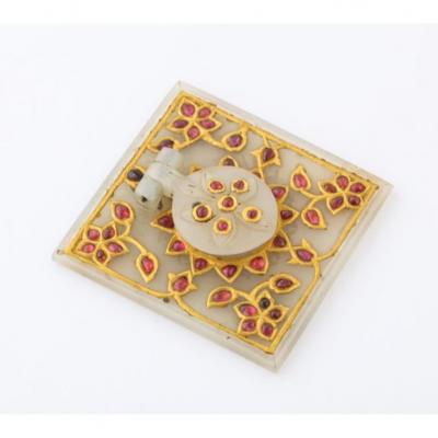 Al Thani Collection a Mughal Indian Square White Jade Inkwell Cover circa 1800