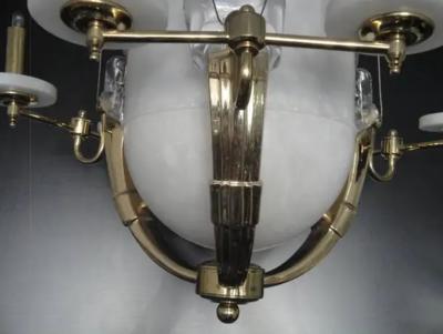 Alabaster and Brass Art Deco Style Chandelier