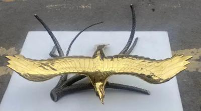 Alain Chervet 980 Coffee Table Alain Chervet Eagle With Spread Wings Brass and Iron Signed