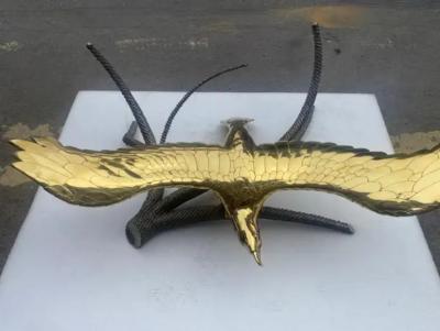 Alain Chervet 980 Coffee Table Alain Chervet Eagle With Spread Wings Brass and Iron Signed