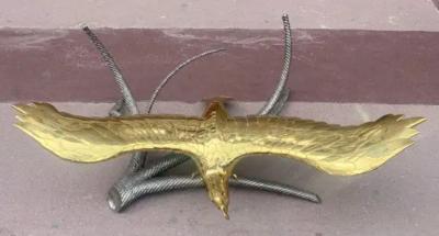 Alain Chervet 980 Coffee Table Alain Chervet Eagle With Spread Wings Brass and Iron Signed
