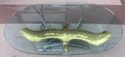 Alain Chervet 980 Coffee Table Alain Chervet Eagle With Spread Wings Brass and Iron Signed