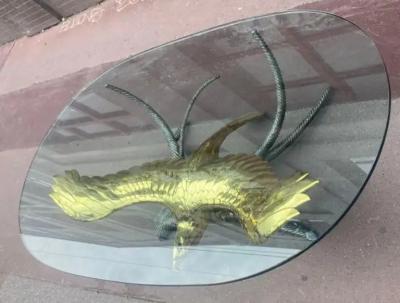 Alain Chervet 980 Coffee Table Alain Chervet Eagle With Spread Wings Brass and Iron Signed