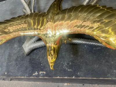 Alain Chervet 980 Coffee Table Alain Chervet Eagle With Spread Wings Brass and Iron Signed