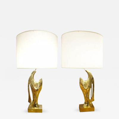 Alain Chervet A Pair of Table Lamps in Cast Bronze by Chervet