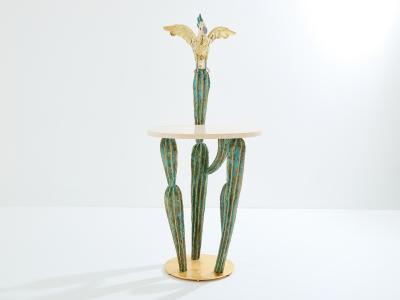 Alain Chervet Alain Chervet brass bronze cactus parrot console table 1989