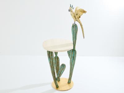 Alain Chervet Alain Chervet brass bronze cactus parrot console table 1989