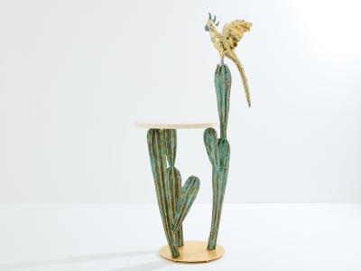 Alain Chervet Alain Chervet brass bronze cactus parrot console table 1989