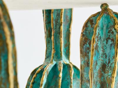 Alain Chervet Alain Chervet brass bronze cactus parrot console table 1989