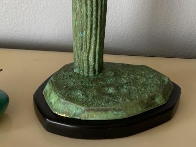 Alain Chervet Brass Saguaro Cactus Lamp in Verdigris Patina