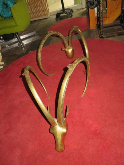 Alain Chervet Magnificent Brass Ibex Ram Head Coffee Table Mid Century Regency Modern