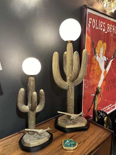 Alain Chervet Small Brass Saguaro Cactus Lamp