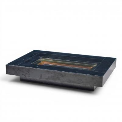 Alain Delon Alain Delon for Maison Jansen Mid Century Brass Chrome Lacquered Coffee Table