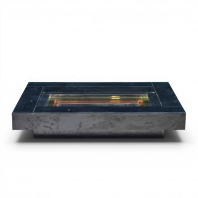 Alain Delon Alain Delon for Maison Jansen Mid Century Brass Chrome Lacquered Coffee Table
