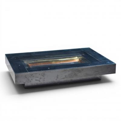 Alain Delon Alain Delon for Maison Jansen Mid Century Brass Chrome Lacquered Coffee Table