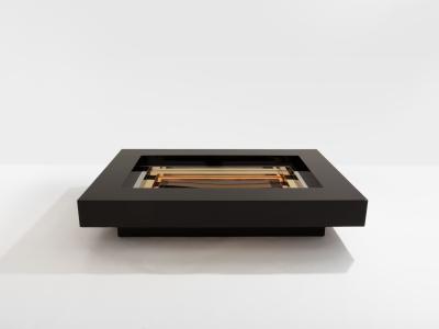 Alain Delon Alain Delon for Maison Jansen brass chrome lacquered coffee table 1972