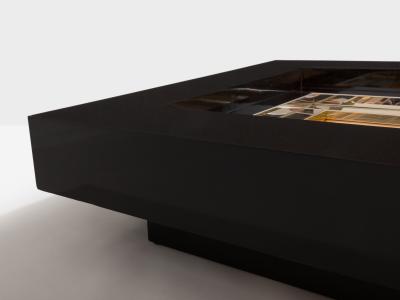 Alain Delon Alain Delon for Maison Jansen brass chrome lacquered coffee table 1972