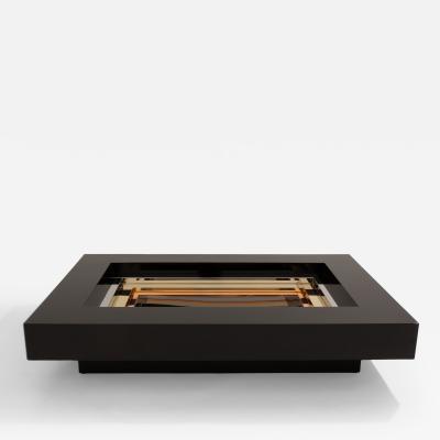 Alain Delon Alain Delon for Maison Jansen brass chrome lacquered coffee table 1972