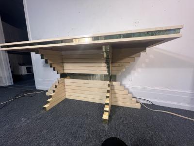 Alain Delon MODERNIST MIXED METALS MIRROR CONSOLE BY ALAIN DELON FOR MAISON JANSEN